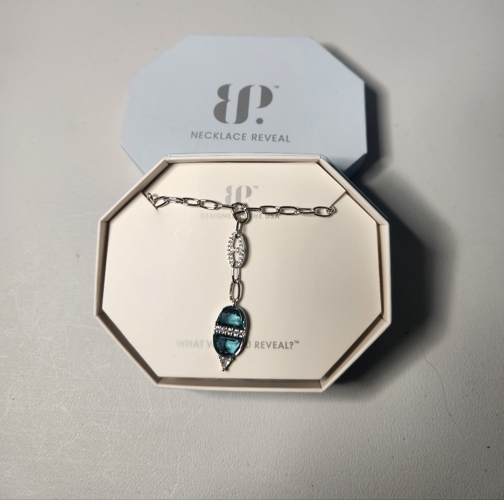 BP Rhodium Chain with Green Tourmaline Pendant
